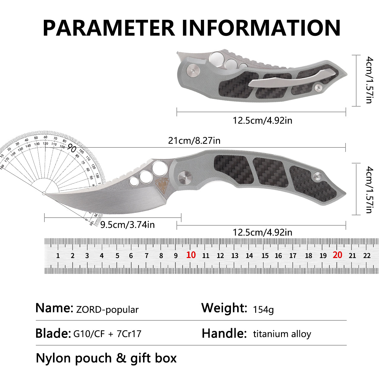 ZORD G10/CF-POPULAR version-folding knife&nbsp;designed by KnifeSpirit