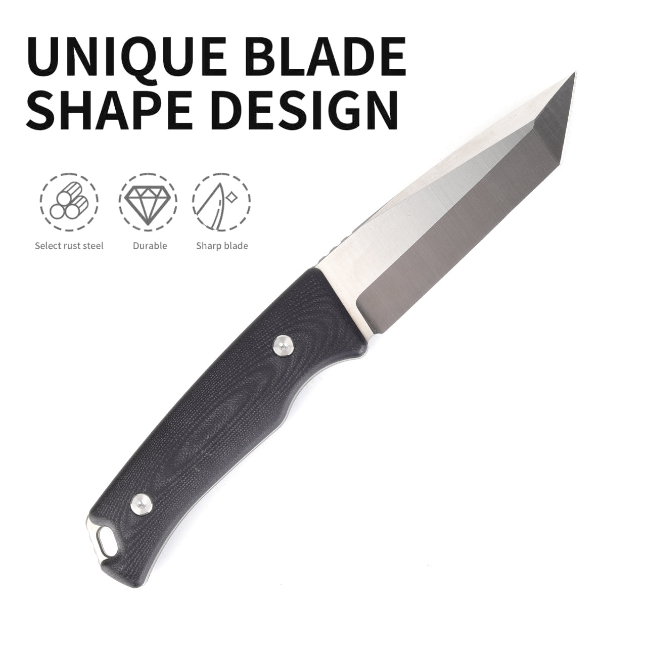 KMS S-ARMOR Full-Tang Fixed Blade Tactical Knife – VG10 steel blade, G10 handle, kydex sheath for Survival, Camping, Hunting &amp; EDC