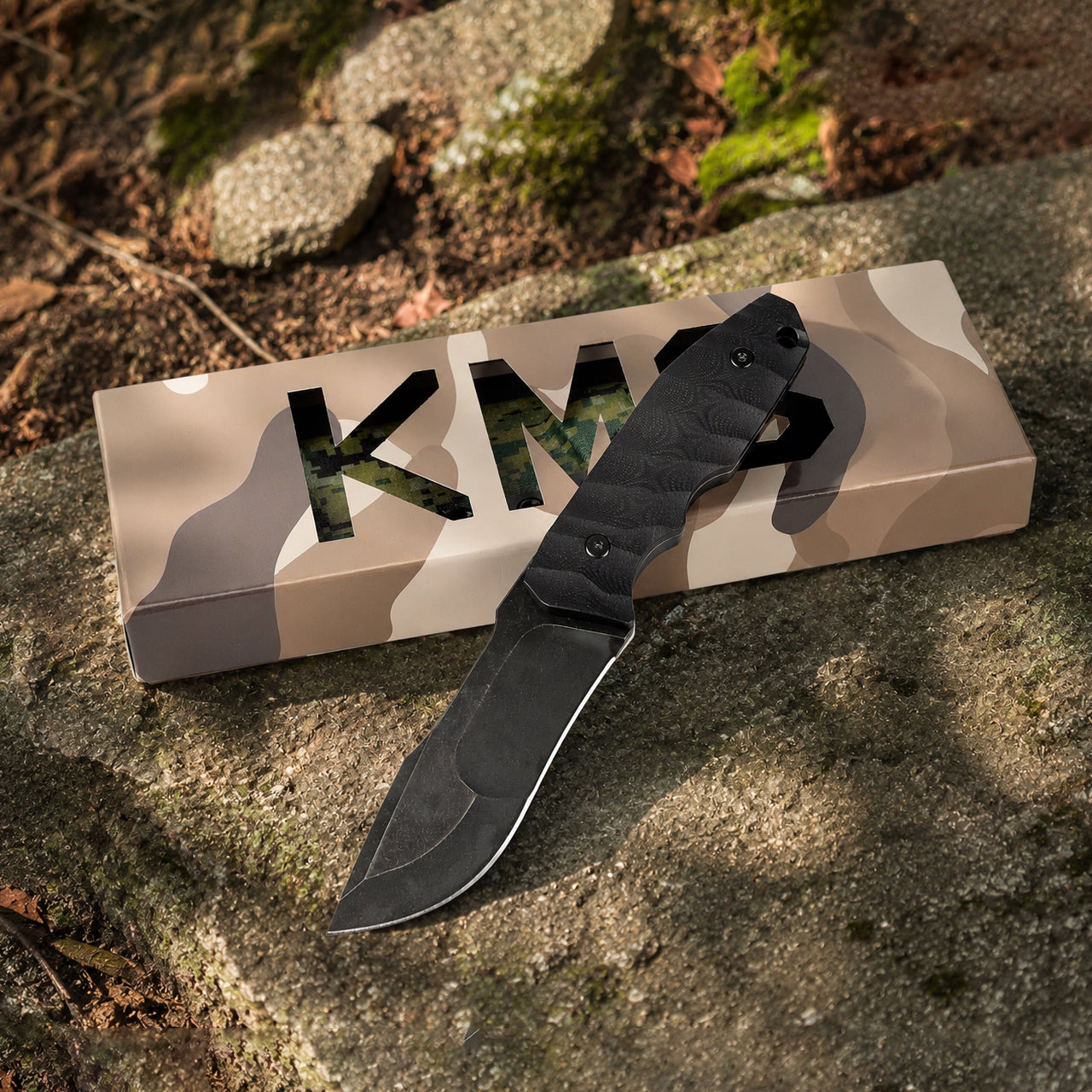 KMS B-ARMOR Full-Tang Fixed Blade Tactical Knife – VG10 steel blade, G10 handle, kydex sheath for Survival, Camping, Hunting & EDC