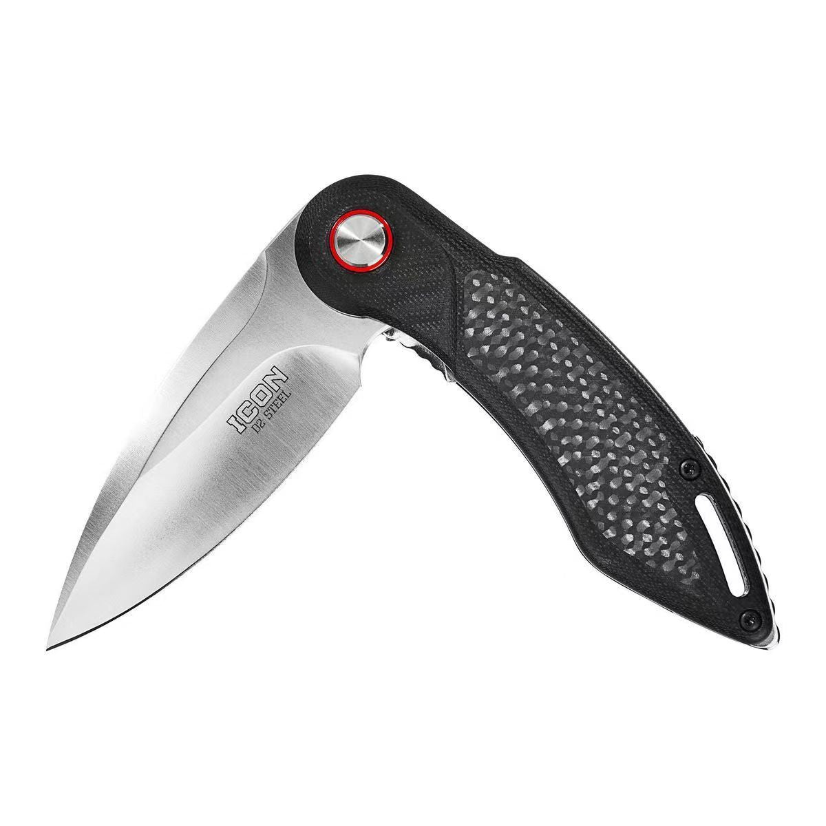 WOMSI-ICON by ALFKNIVES Drop Point Knife with Ceramic Bearings D2 steel blade+Carbon Fiber handle