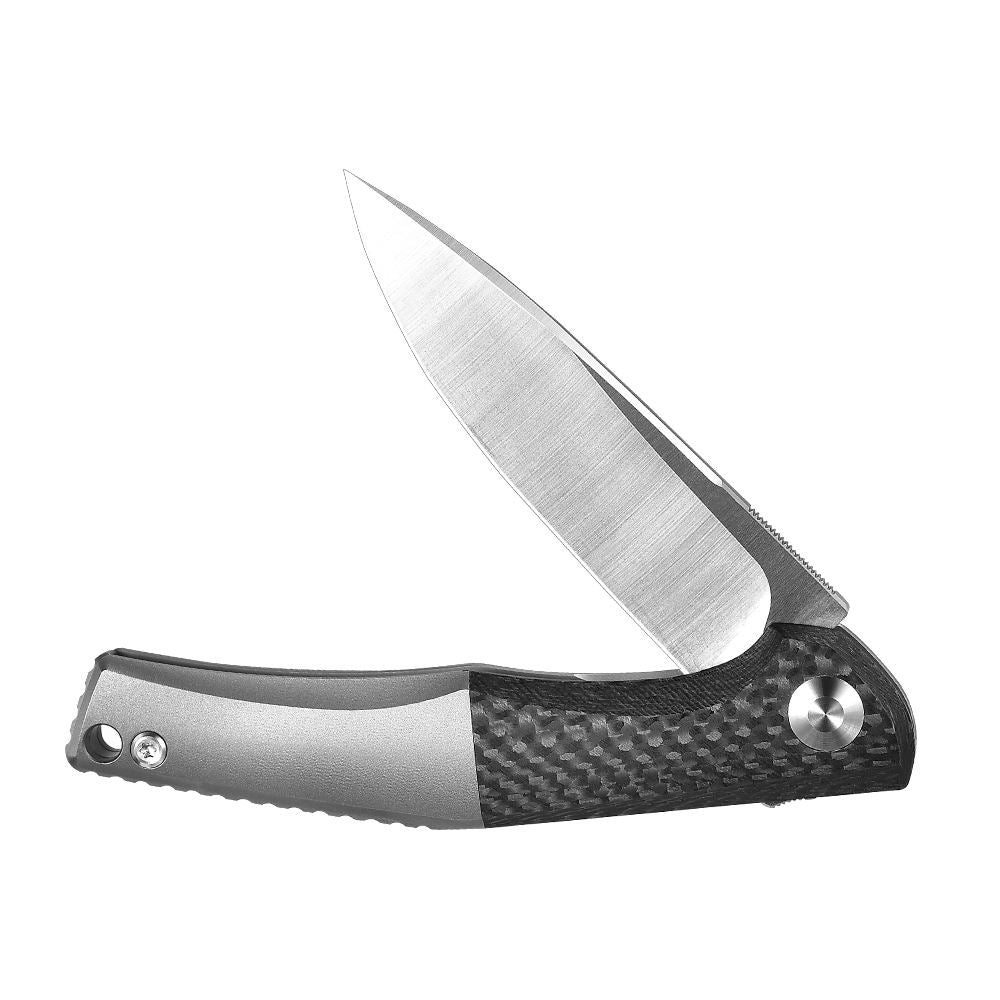 K023-cf009 FORTRESS FOLDING KNIFE with TITANIUM & CARBON FIBER handle