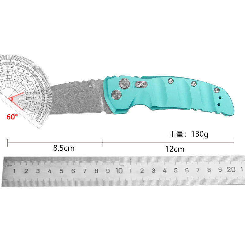 DurableLightweight Tactical Hunting Survival Camping Folding Knife-Meteorites Pattern Aviation Aluminum Handle 12C27 Steel Blade