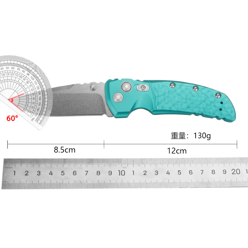 DurableLightweight Tactical Hunting Survival Camping Folding Knife-Meteorites Pattern Aviation Aluminum Handle 12C27 Steel Blade