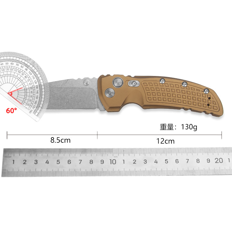 DurableLightweight Tactical Hunting Survival Camping Folding Knife-Meteorites Pattern Aviation Aluminum Handle 12C27 Steel Blade