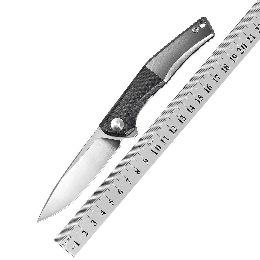 K023-cf009 FORTRESS FOLDING KNIFE with TITANIUM & CARBON FIBER handle