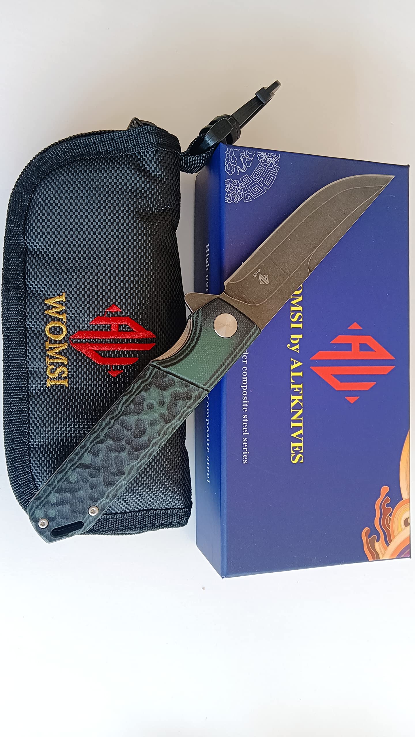WOMSI Folding Knife,420 Stainless Steel/60HRC Blade,Sonorous&durable G10 Handle,Ceramic Bearing Inside,for Hunter Outdoor Bushcraft Fishing Hiking,with Gift Box