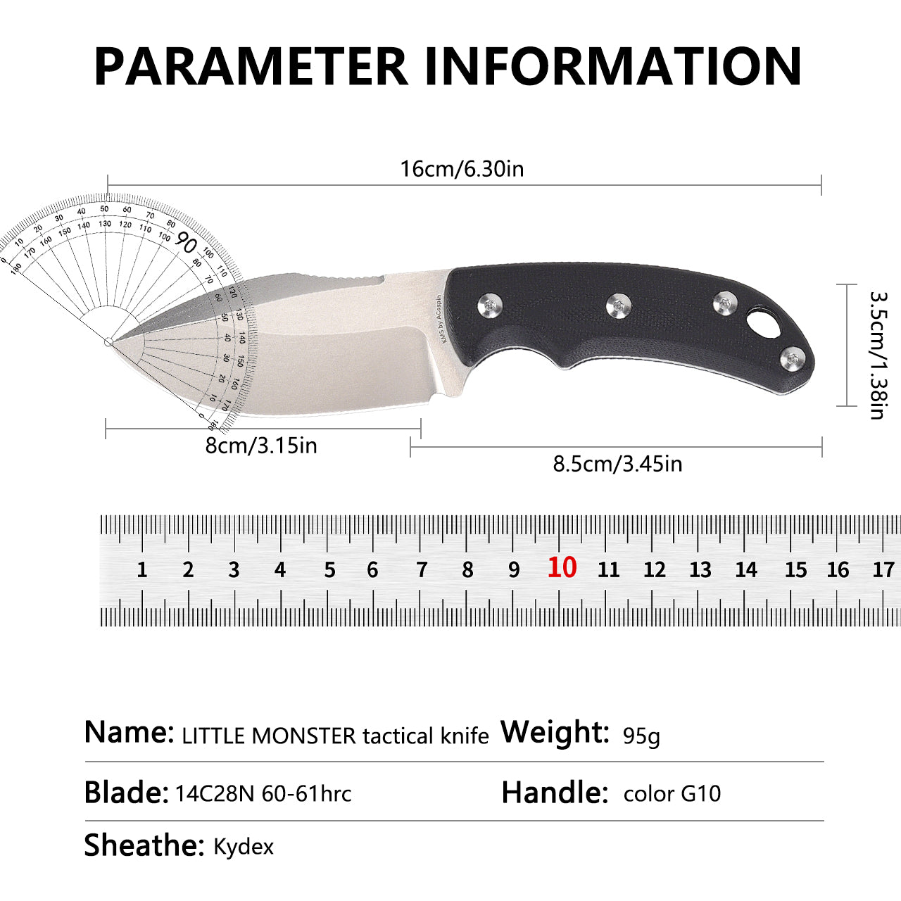 LITTLE MONSTER-BLACK tactical knife DESIGNED by ClubEDCguate