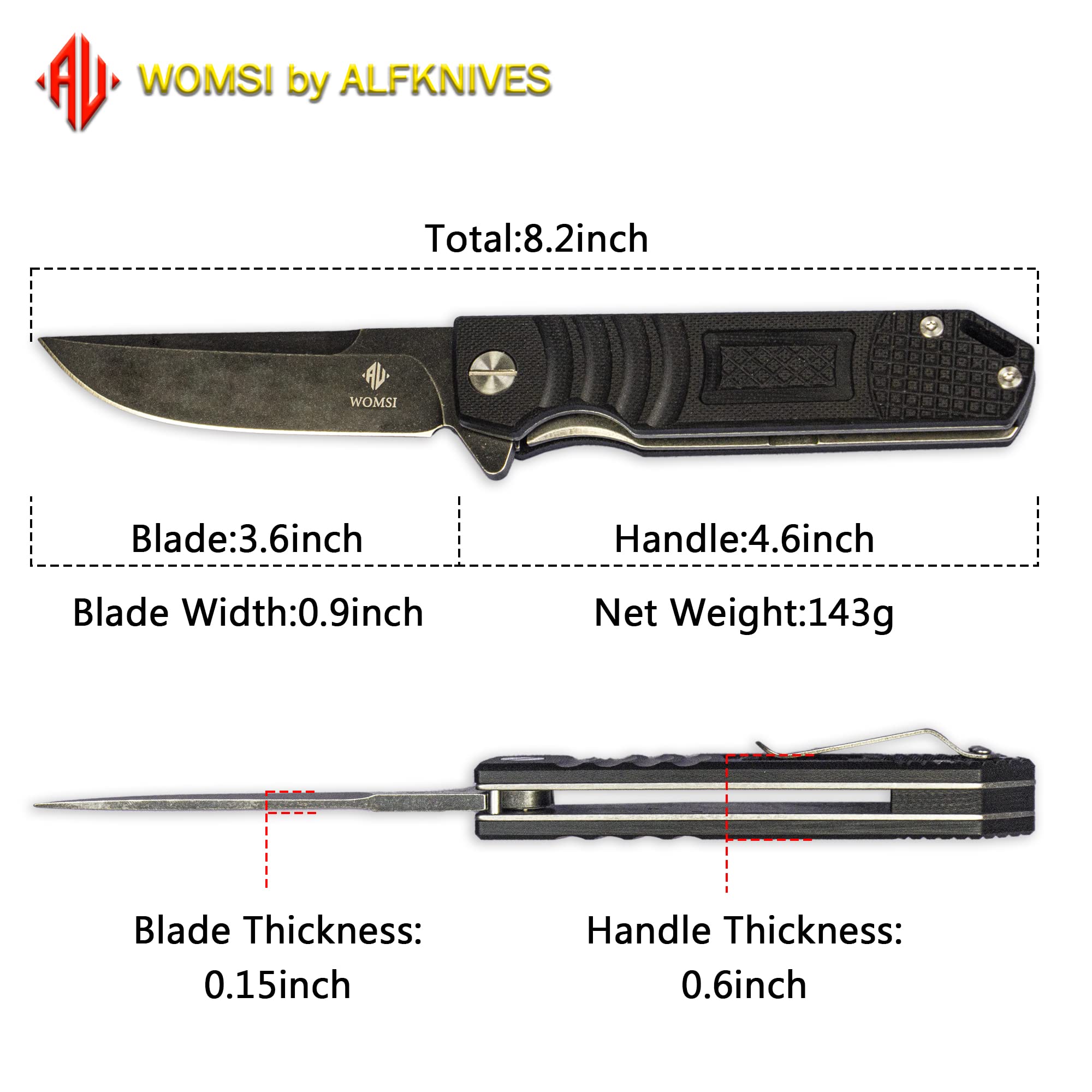 WOMSI Folding Pocket Knife for Men, Spring Assisted Pocket Knife with –  ALFKNIVES