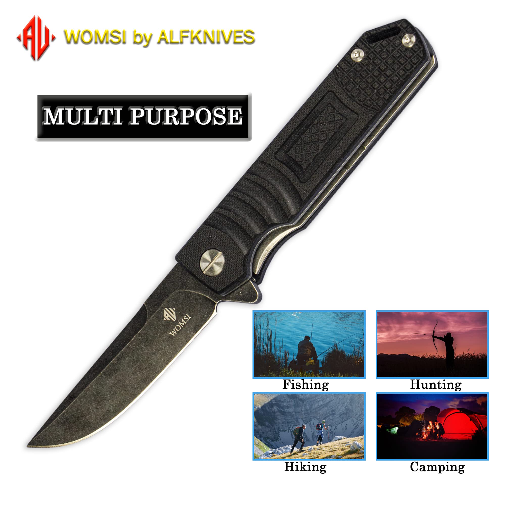 WOMSI Folding Pocket Knife for Men, Spring Assisted Pocket Knife with –  ALFKNIVES