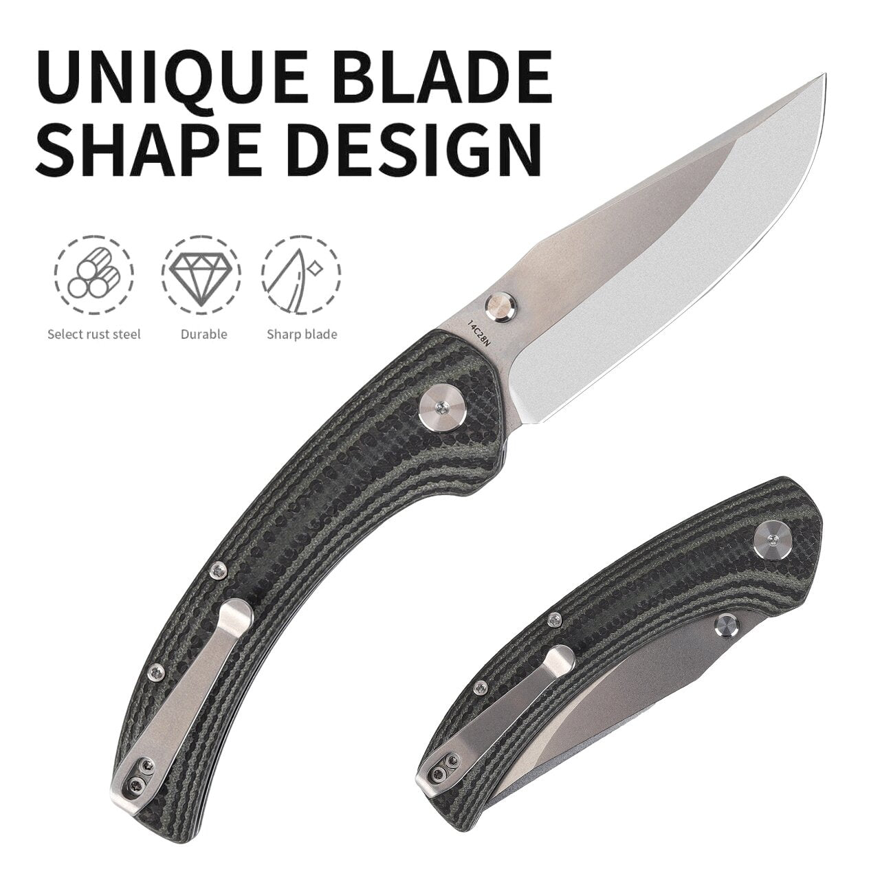 RIVAL-CARBON FIBER black&pattern folding knife DESIGNED by Brad Maglott from USA