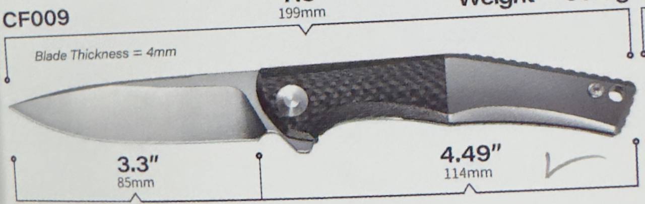 K023-cf009 FORTRESS FOLDING KNIFE with TITANIUM & CARBON FIBER handle