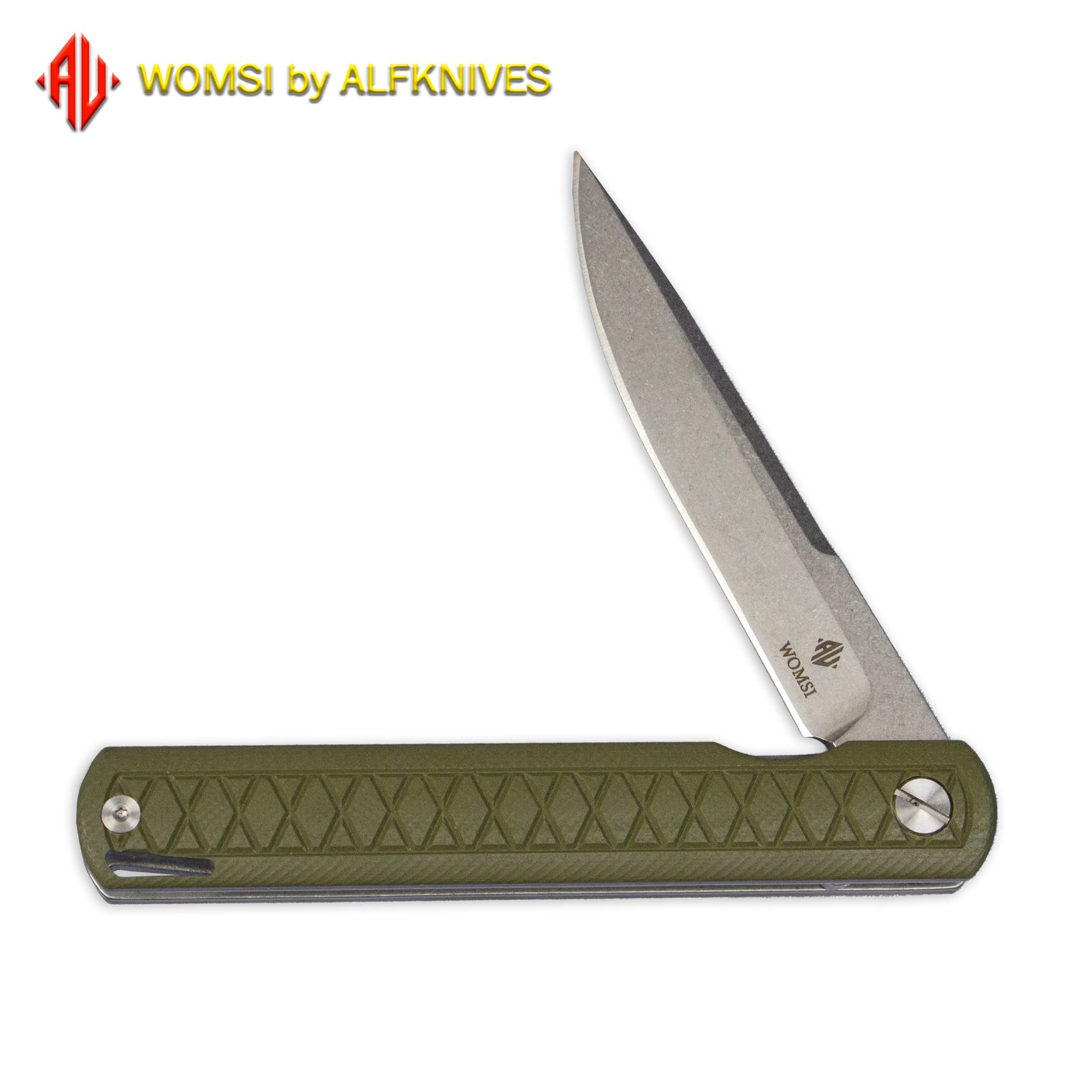 WOMSI Pocket Knife Folding, Spring Assisted Pocket Knife with 4 Clips, AUS-8 Blade Steel, Ergonomic G10 Handle, EDC Knife For Outdoor Hiking Camping Fishing-Green