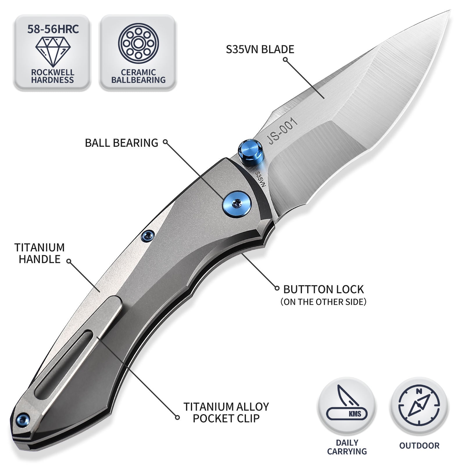 M046-Ti006 Bream full Titanium Folding Knife