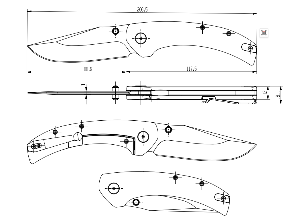 RIVAL-CARBON FIBER black&pattern folding knife DESIGNED by Brad Maglott from USA