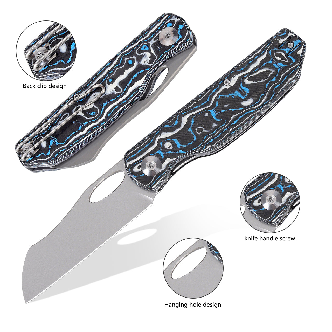 Thumb Hole EDC-RAVEN-a small pocket FOLDING-blade knife rocking CF