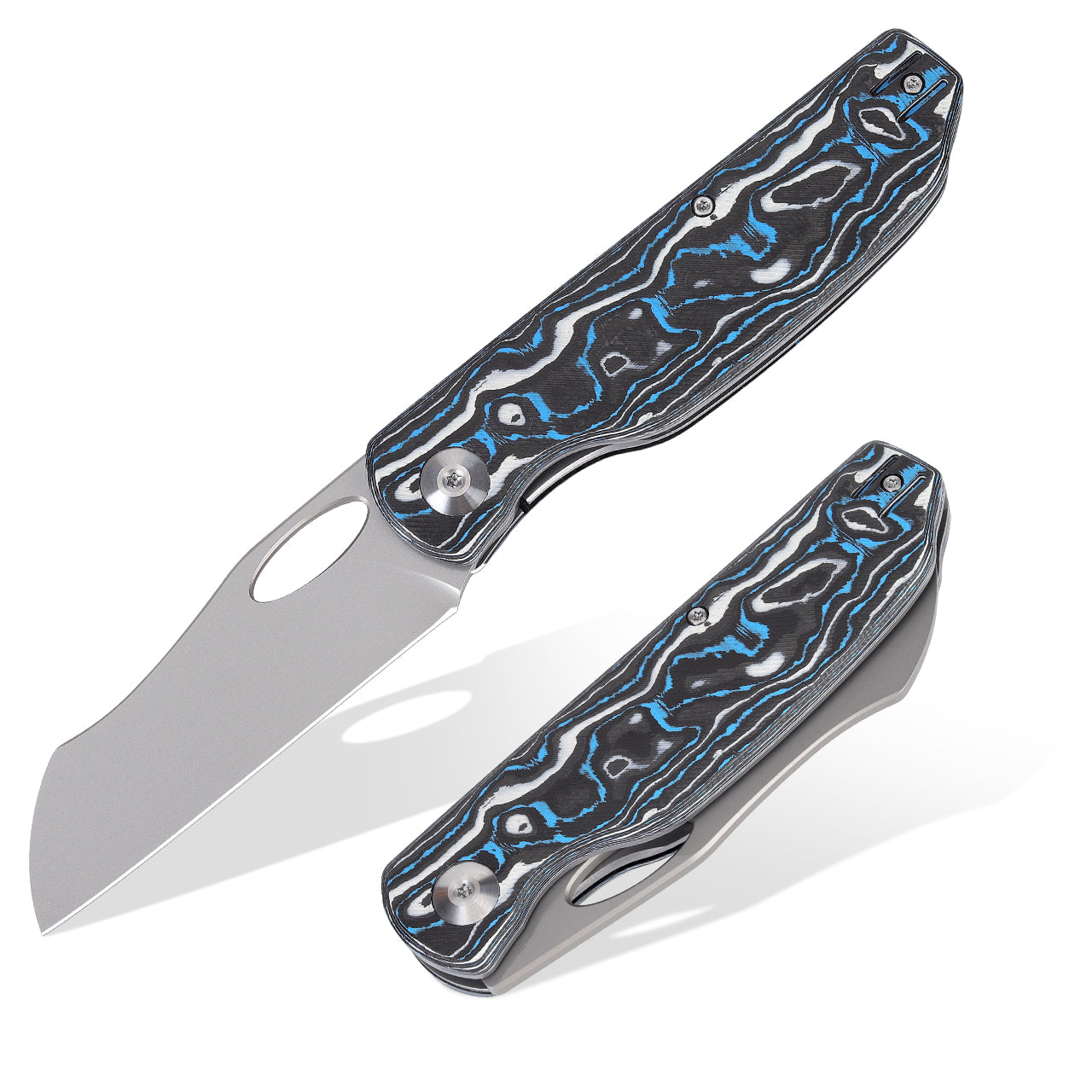 Thumb Hole EDC-RAVEN-a small pocket FOLDING-blade knife rocking CF