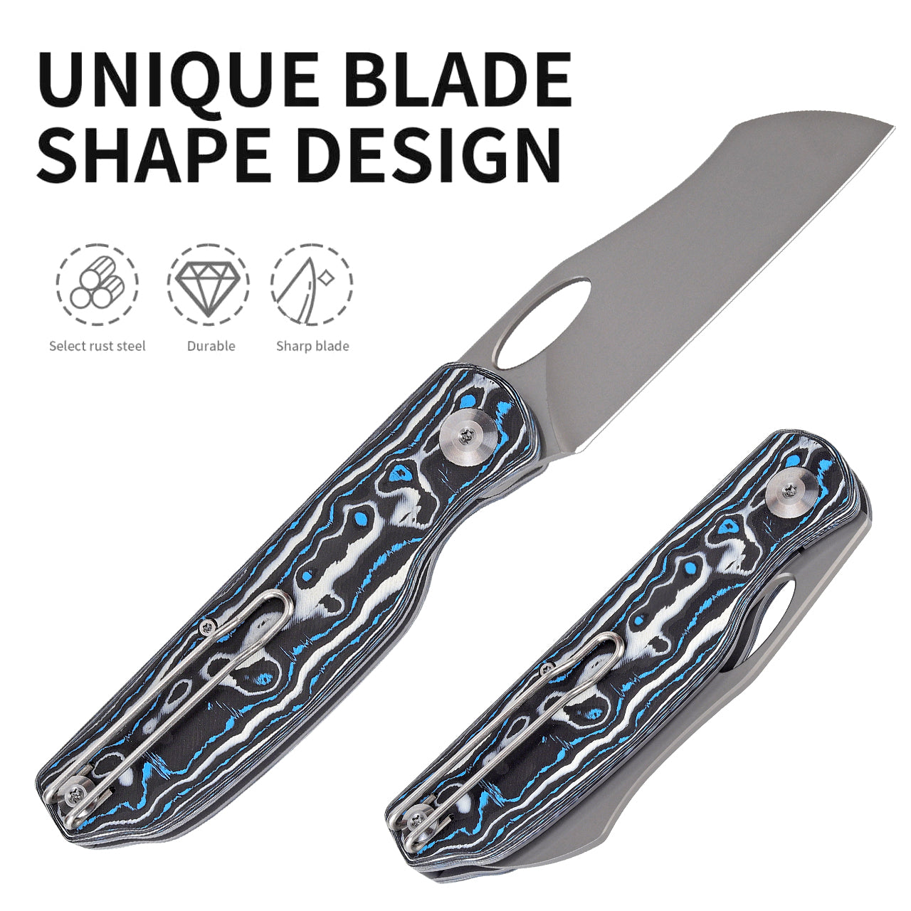 Thumb Hole EDC-RAVEN-a small pocket FOLDING-blade knife rocking CF