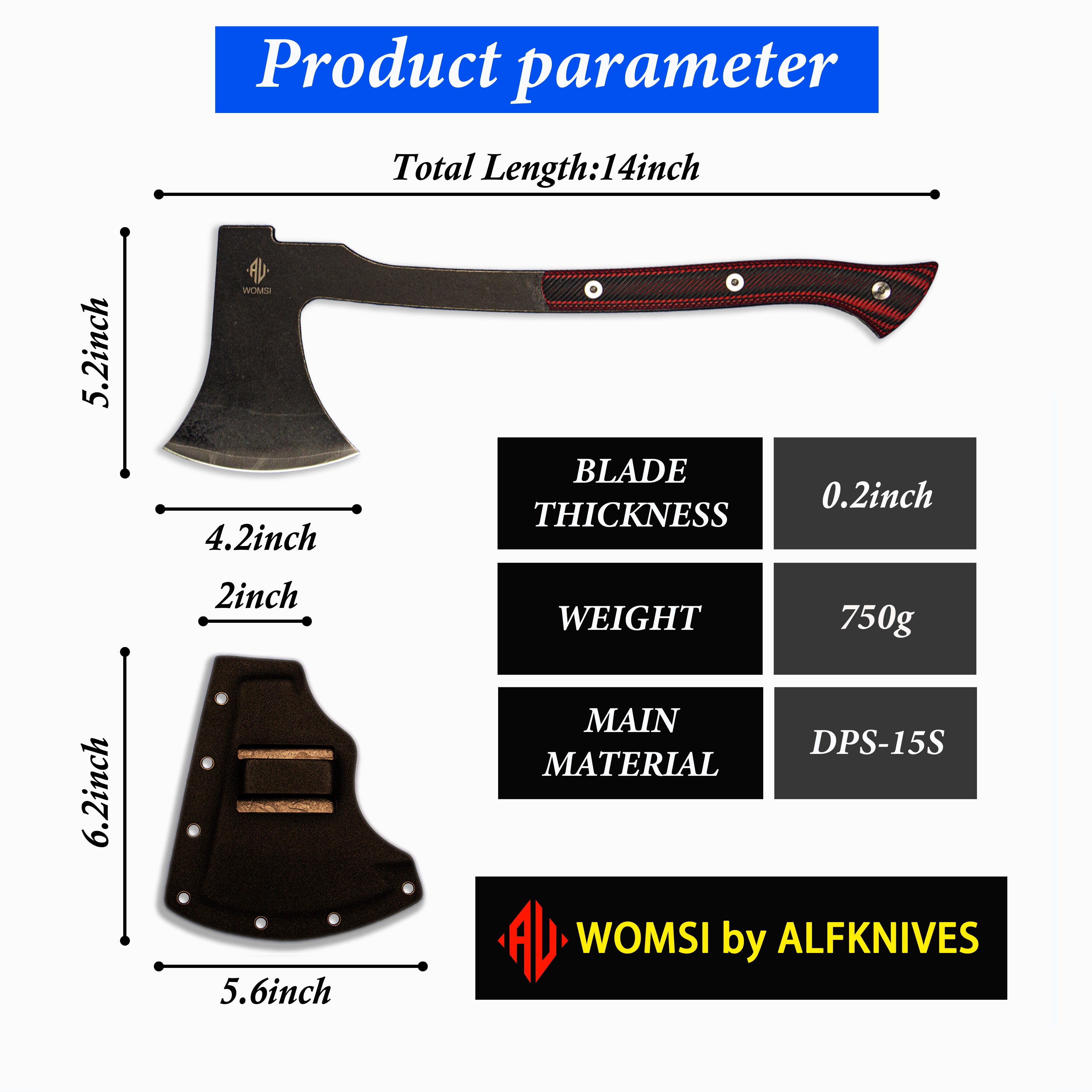 No.4 Portable Stainless Steel Full Tang,Tactical Tomahawk,Stainless Steel Hatchet Battle Axe