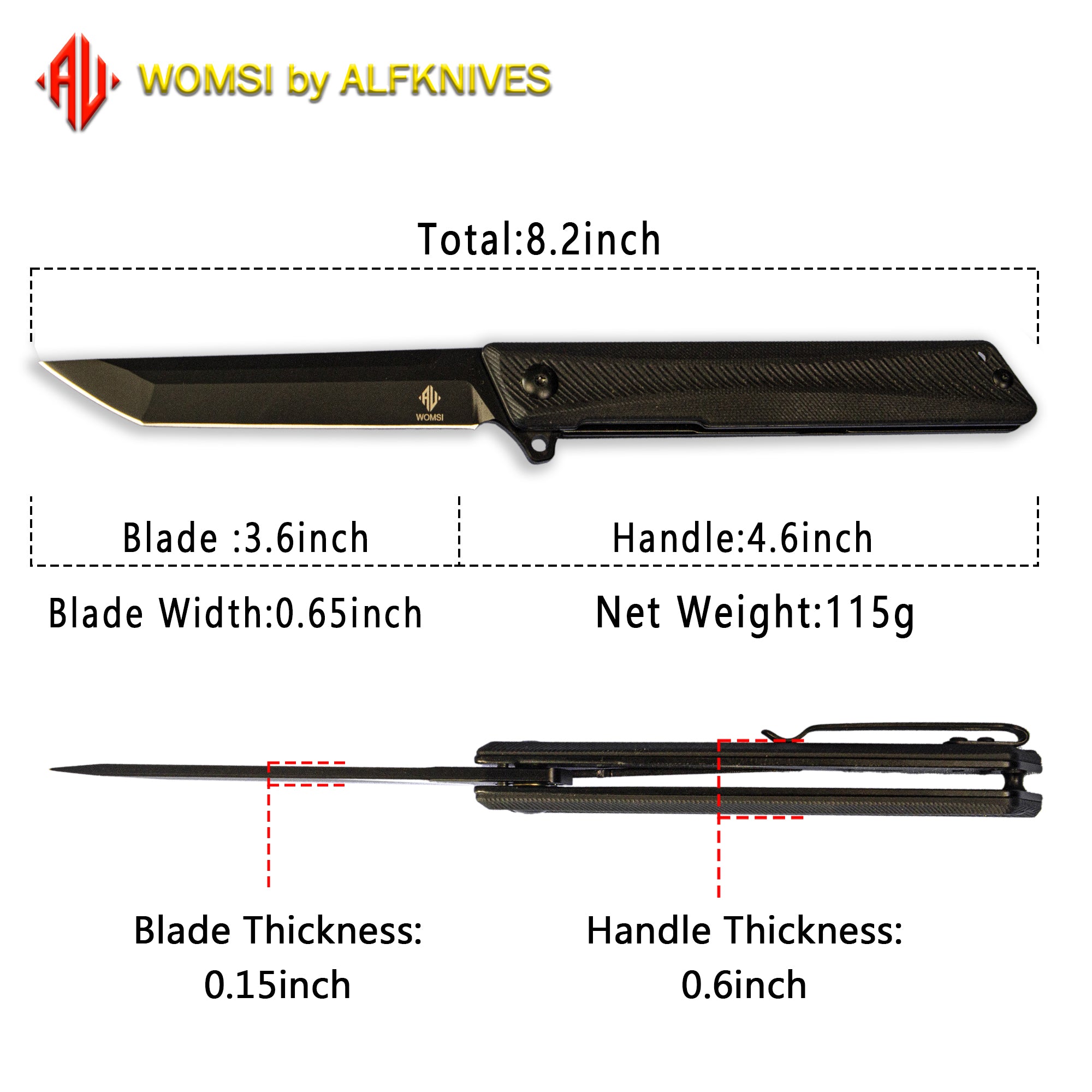 WOMSI Tactical Folding Knife GD22K, D2 Steel Sharp Pocket Knife, Flip Assisted Opening Tanto Blade, G10 Handle Black Pocket Knife for Men Women, Daily Carry EDC and Hiking Camping Knives