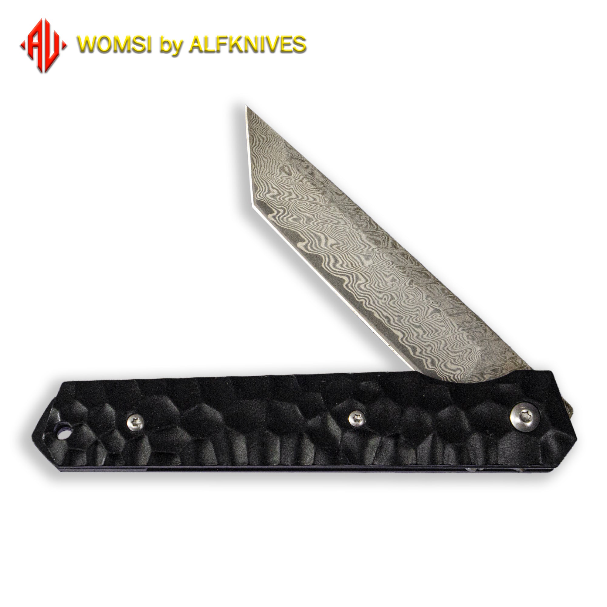 Damascus Pocket Knife, Tanto VG10 Core Damascus Steel Folding Knives with Liner Lock, Ball Bearing, Aluminum Alloy Non-Slip Handle and Glass Breaker, EDC Damascus Knife for Men Women