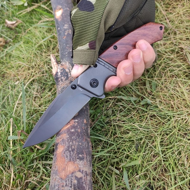 Price US$ 9.69 High Quality Camping Accessories Red Wood Handle Titaniums Self Defense Hunting Tactical Outdoor Handmade Knives Folding Pocket Buy On Alfknives.com