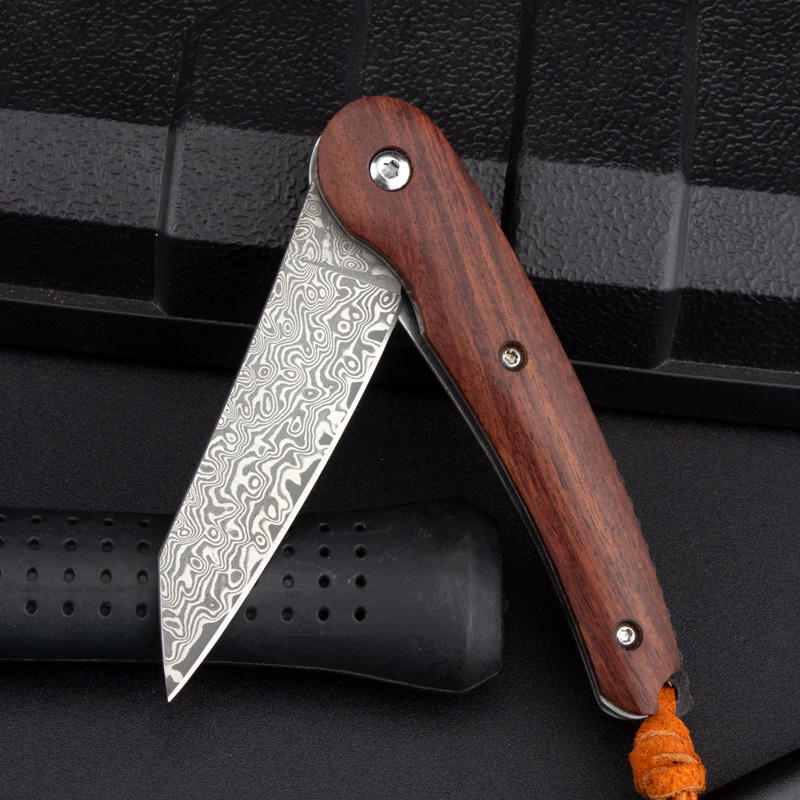 Price US$ 14.92 High Quality Best Gifts 9Cr18Mov Damascus Steel Camping Outdoor Hunting Pocket Knife Rose Wood Handle Buy On Alfknives.com