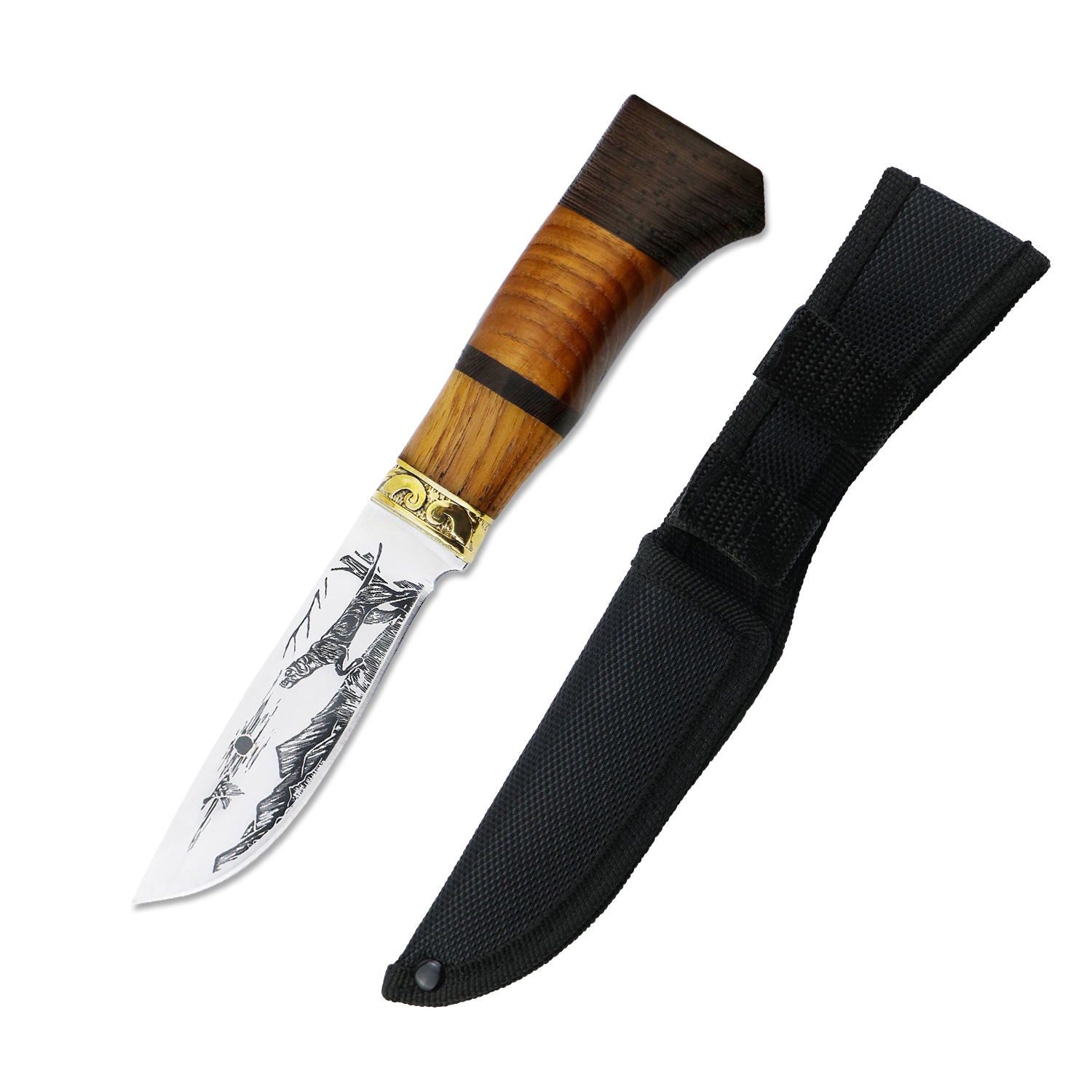 Price US$ 13.16 High Quality Outdoor Knife Corrosion Pattern Fixed Blade Hunting Tactical Survival Sour Wood Handle Knife Buy On Alfknives.com