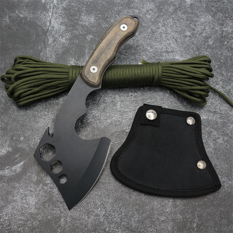 Most Popular Wooden handle survival axe tactical hatchet rescue camping handAxe with nylon pouch