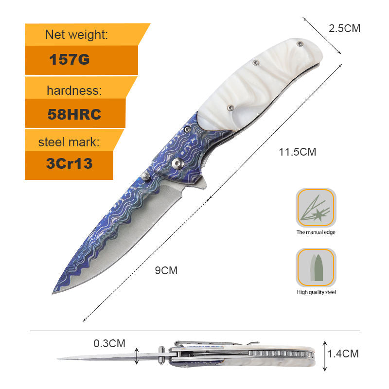 Price US$ 10.33 High Quality Top Grade Resin Stainless Steel Wave Print Outdoor Camping Knife 3Cr13Mov Pocket Folding Knife Buy On Alfknives.com