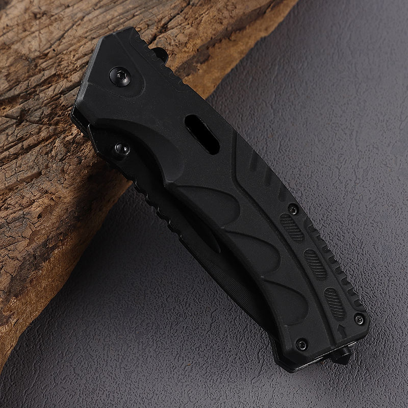 Price US$ 10.92 High Quality Utility Black Serrated Knife Abs Handle Outdoor Folding Knife  With Fire Starter And Hex Screwdriver Multitool Buy On Alfknives.com