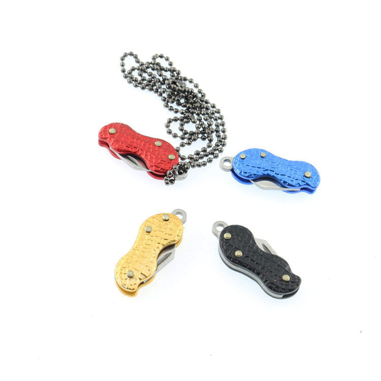 Hot selling peanut shape folding mini knives decorate small gift knife with rope