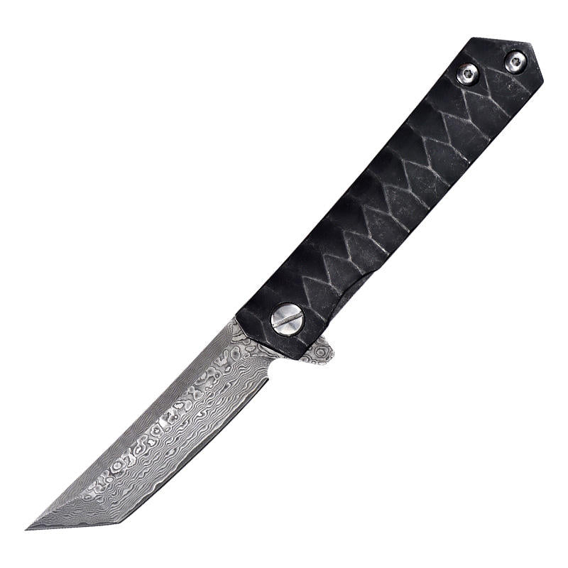 Price US$ 22.2 High Quality Damascus Knife T Head Plate Head Folding Knife Steel Handle High Hardness Outdoor Camping Hunting Knives Buy On Alfknives.com