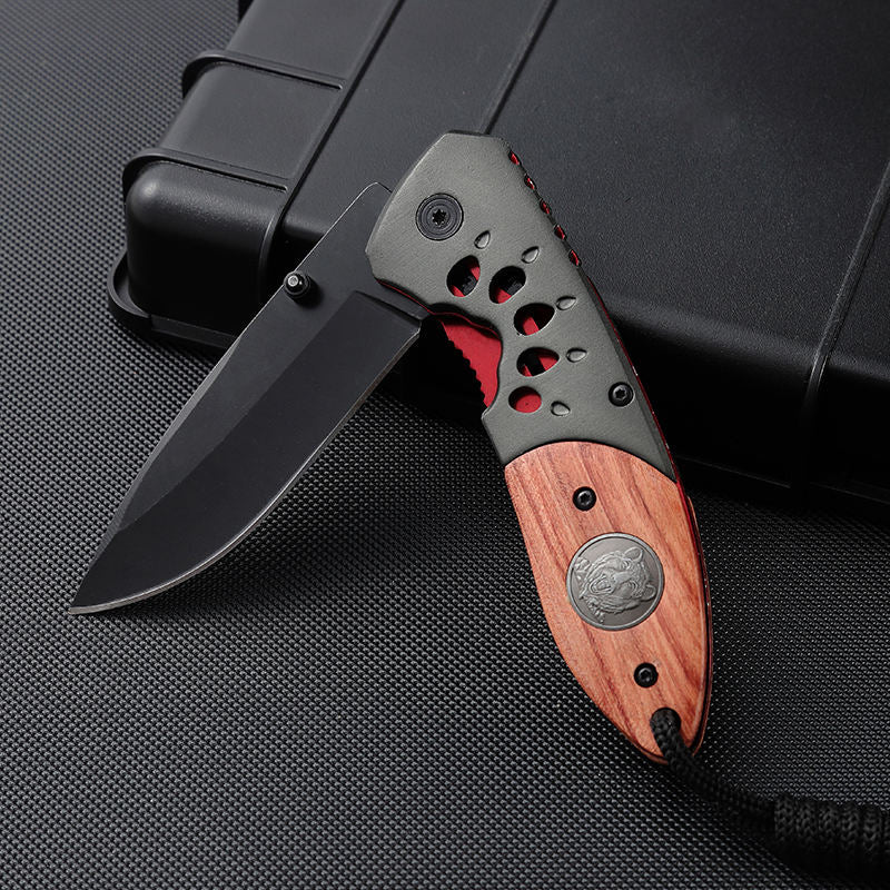 Price US$ 9.89 High Quality Outdoor Wood Handle Knife Grey Titanium Blade Camping Edc Pocket Folding Knife With Aluminum Alloy Wooden Handle Buy On Alfknives.com