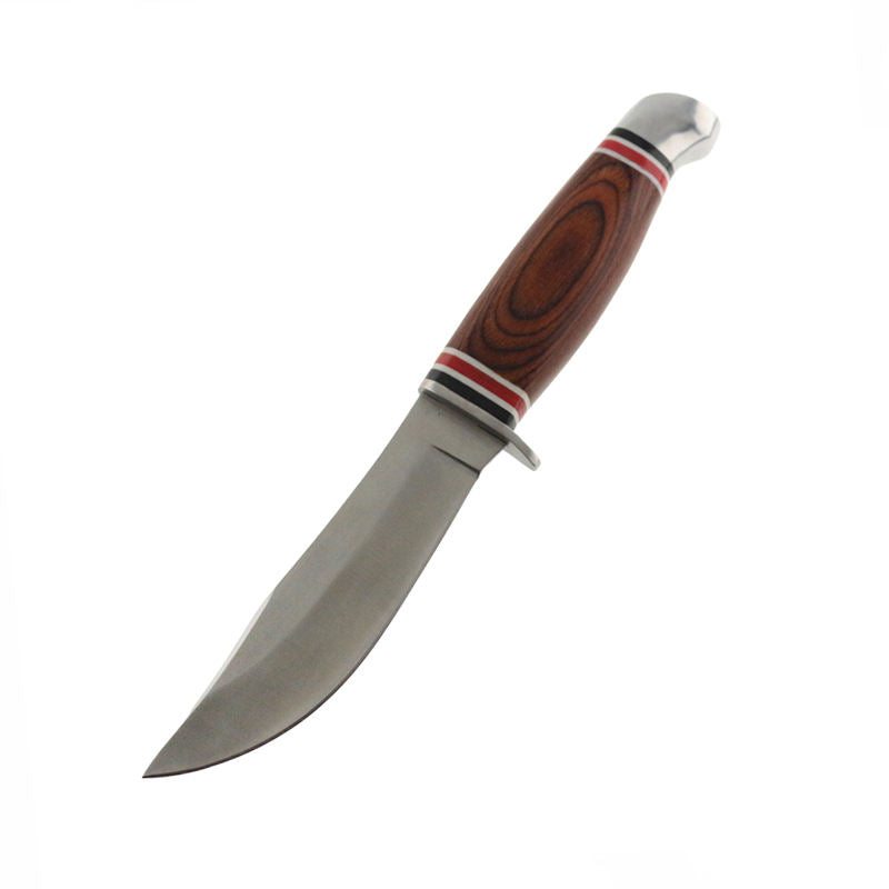 Best selling wooden handle outdoor tactical hunting Fixed Blade Knife with leather sheath