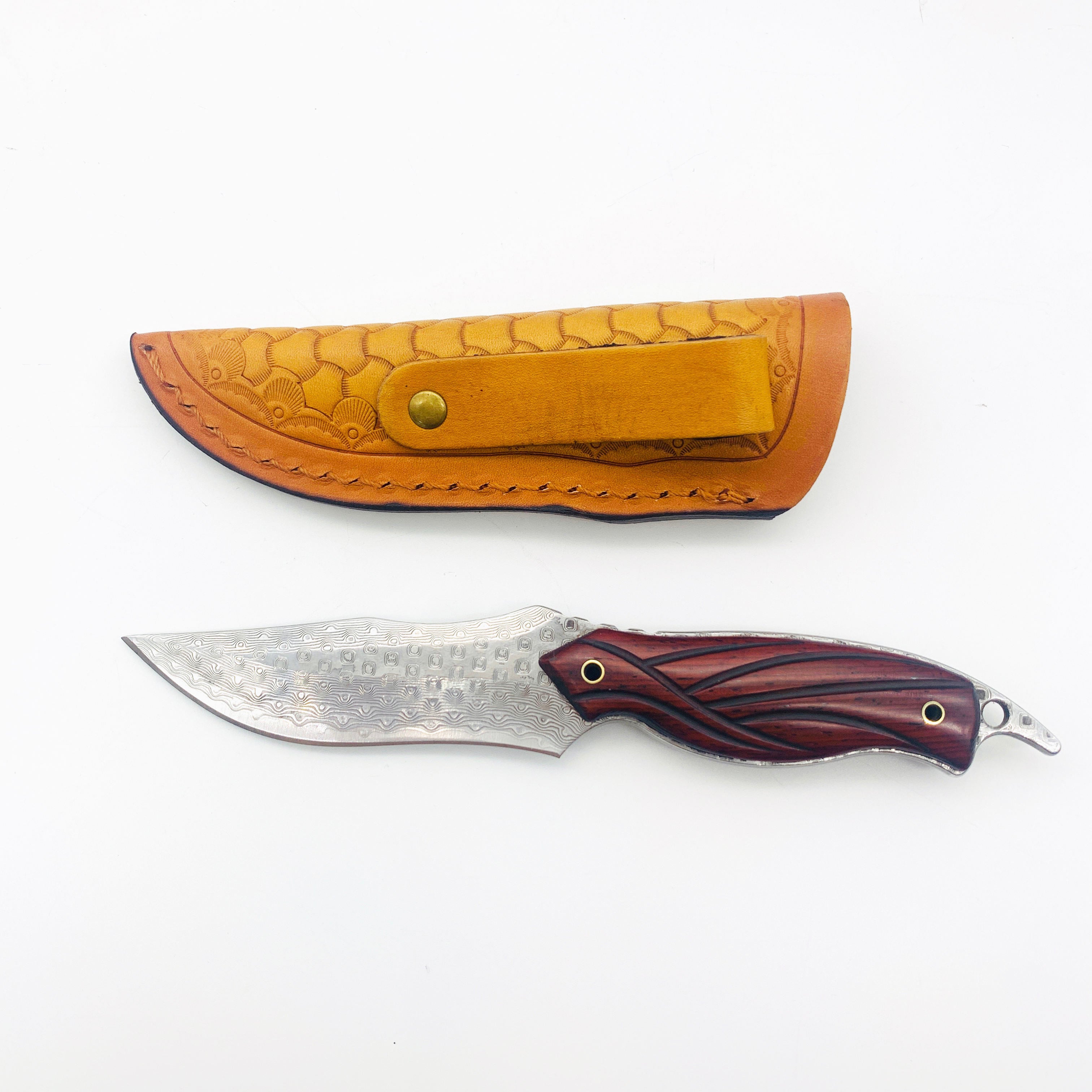 Price US$ 44.1 High Quality Rosewood Handle Damascus Knife With Leather Sheath For Outdoor Survival Camping Tactical Hunting Pocket Knife Buy On Alfknives.com