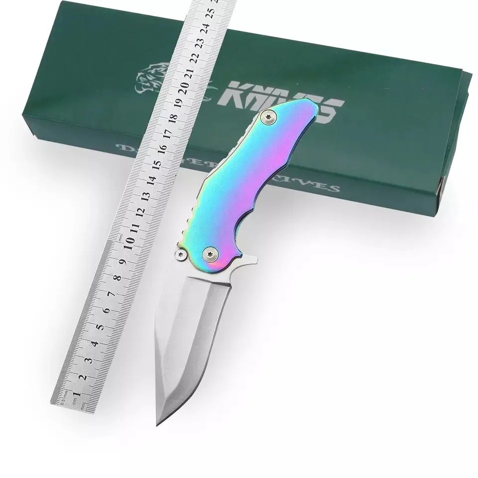 High Quality rainbow handle folding combat tactical pocket survival knives