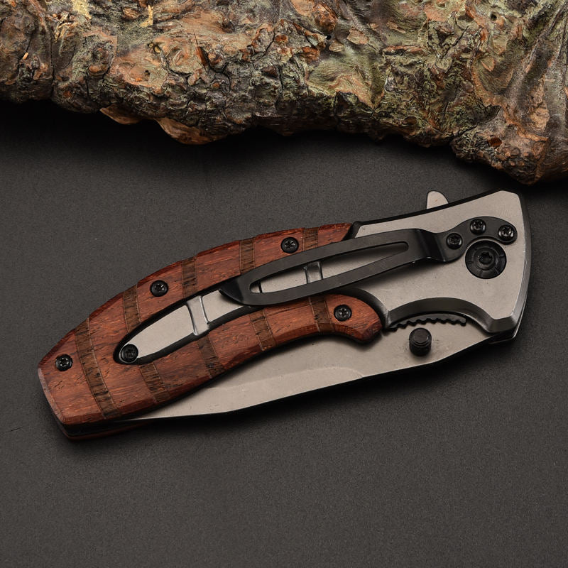 Price US$ 10.06 High Quality Gift For Men Grey Titanium Blade Wooden Handle  Outdoor Helper Folding Camping Hunting Knife Buy On Alfknives.com