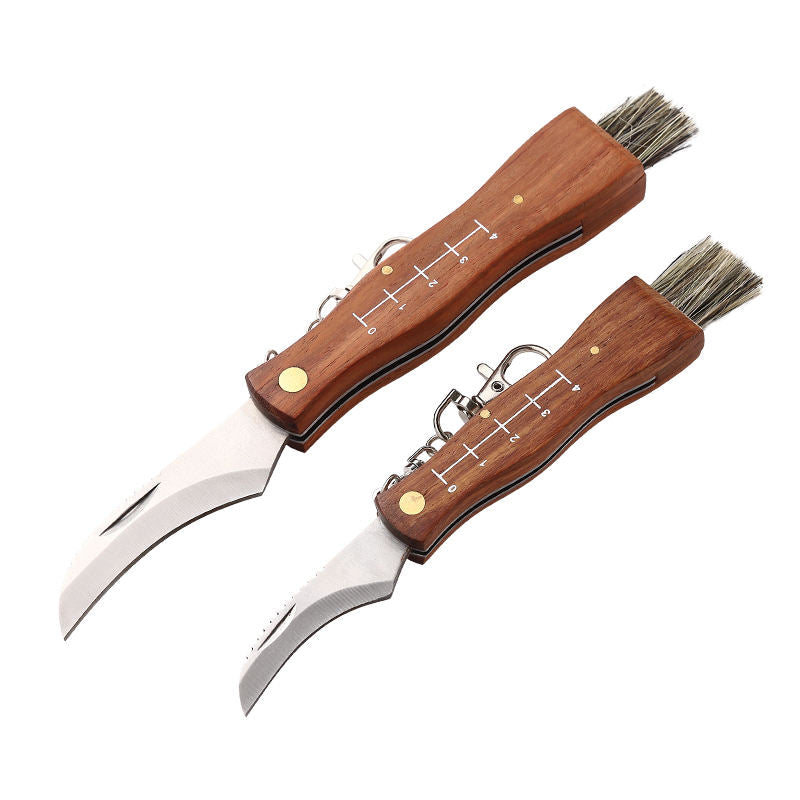 Price US$ 8 High Quality Other Sports & Entertainment Products Wood Handle Outdoor Camping Folding Keychain Hunting Hunter Mushroom Knife With Brush Buy On Alfknives.com