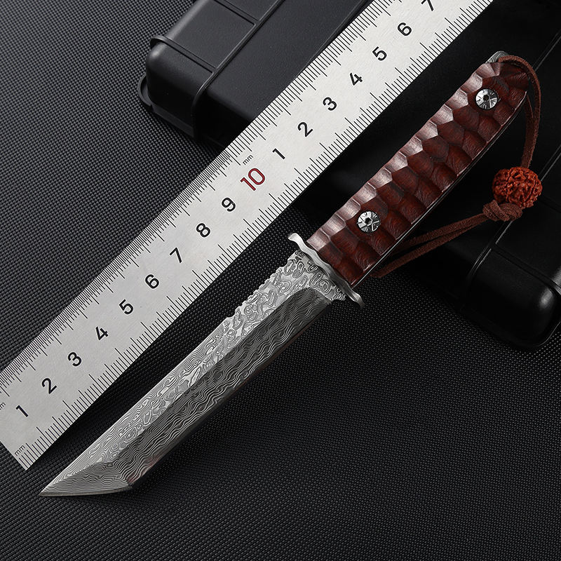 Price US$ 42.7 High Quality New Damascus Sandalwood Handle Fixed Straight Knife Outdoor Hunting Camping Utility Pocket Edc Knives Tools Buy On Alfknives.com