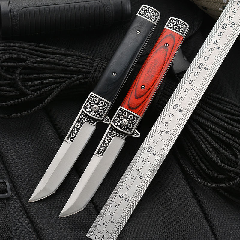 Price US$ 10.28 High Quality Japanese Samurai Folding Tactical Knife With Colored Wooden Handle For Hunting Survival Camping Tanto Blade Pocket Knife Buy On Alfknives.com