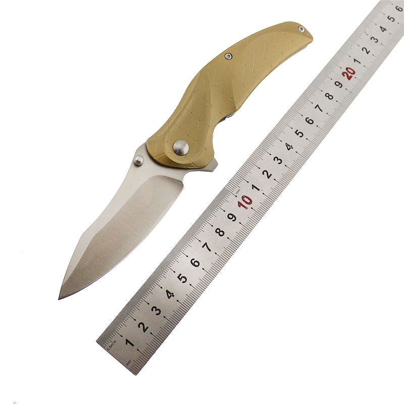 high quality golden aluminum handle camping outdoor folding pocket knives