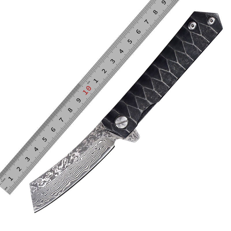 Price US$ 22.2 High Quality Damascus Knife T Head Plate Head Folding Knife Steel Handle High Hardness Outdoor Camping Hunting Knives Buy On Alfknives.com