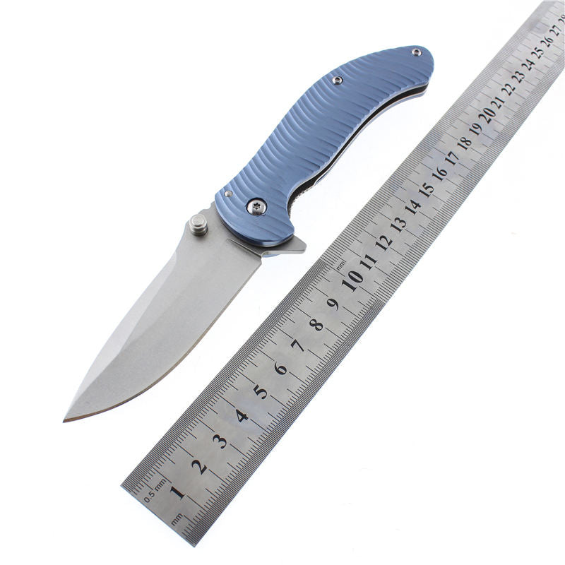 High quality 8CR steel blade titanium handle folding outdoor camping rescue tactical knife