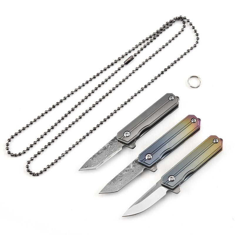 Price US$ 20.9 High Quality Damascus Tool Camping Folding Custom Pocket Gift Knife Keychain With Long Chain In Aluminum Window Box Buy On Alfknives.com