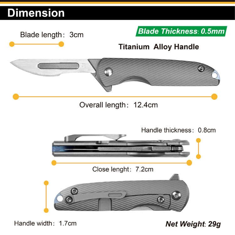 Price US$ 27.2 High Quality Never Sharpen Exchange Scalpel Blade Folding Pocket Knife Extra 2Pcs Replaceable Surgical  23 Edge Blade Titanium Knife Camping Buy On Alfknives.com