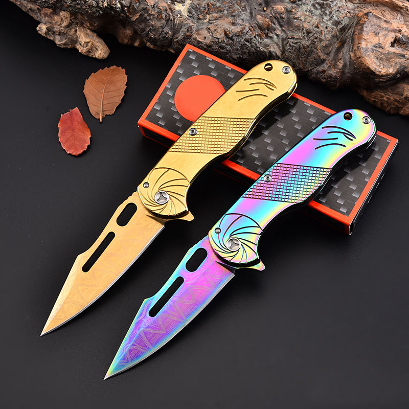 Price US$ 10.9 High Quality Tactical Professional Golden Folding Knives Outdoor Stainless Steel Camping Hunting Pocket Knife Survival Titanium Knife Buy On Alfknives.com