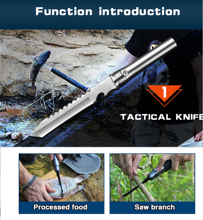 Price US$ 41 High Quality New Design  Aluminum Hiking Camping Blue Shovel Outdoor Emergence Tool With Fire Starter Buy On Alfknives.com