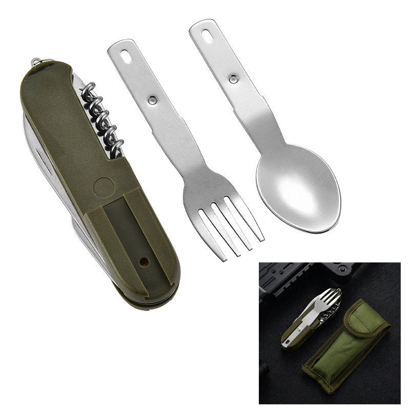 Price US$ 8.53 High Quality Customization Wholesale Outdoor Stainless Steel Foldable Fork Spoon Knife Kit Multifunctional Picnic Combination Tableware Knife Buy On Alfknives.com