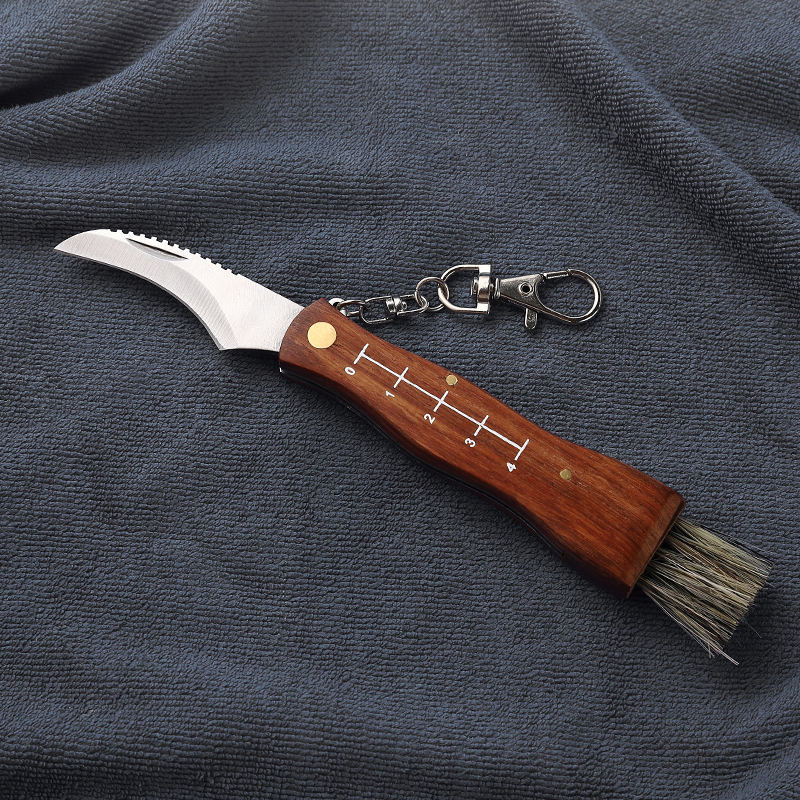 Price US$ 8 High Quality Other Sports & Entertainment Products Wood Handle Outdoor Camping Folding Keychain Hunting Hunter Mushroom Knife With Brush Buy On Alfknives.com