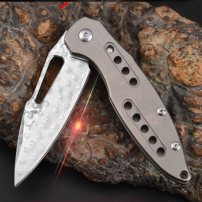 Price US$ 39.29 High Quality Titaniums Alloy Steel Japanese Handmade Hand Pocket Folding Handle Damascus Hunting Knife Buy On Alfknives.com